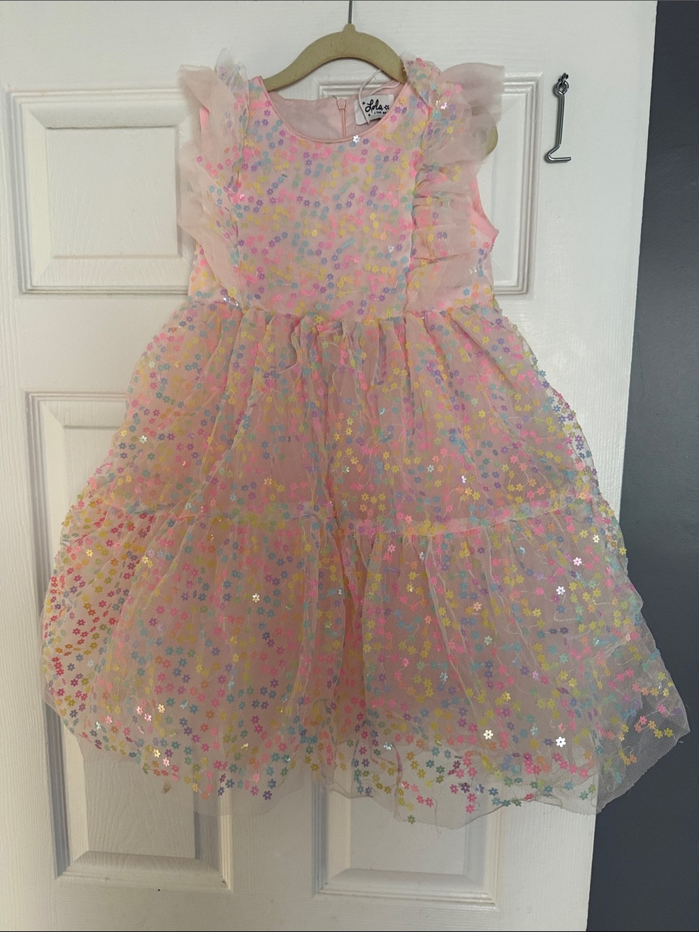 Lola + The Boys Pink Multicolor Floral Tulle Party Dress